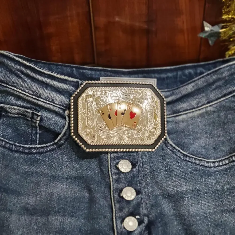 Four aces western belt buckle